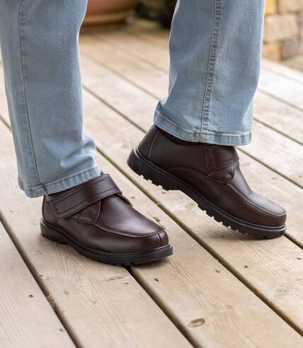 Men's Brown Split Leather Ankle Boots 