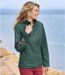 Women's Embroidered Faux-Leather Jacket - Green