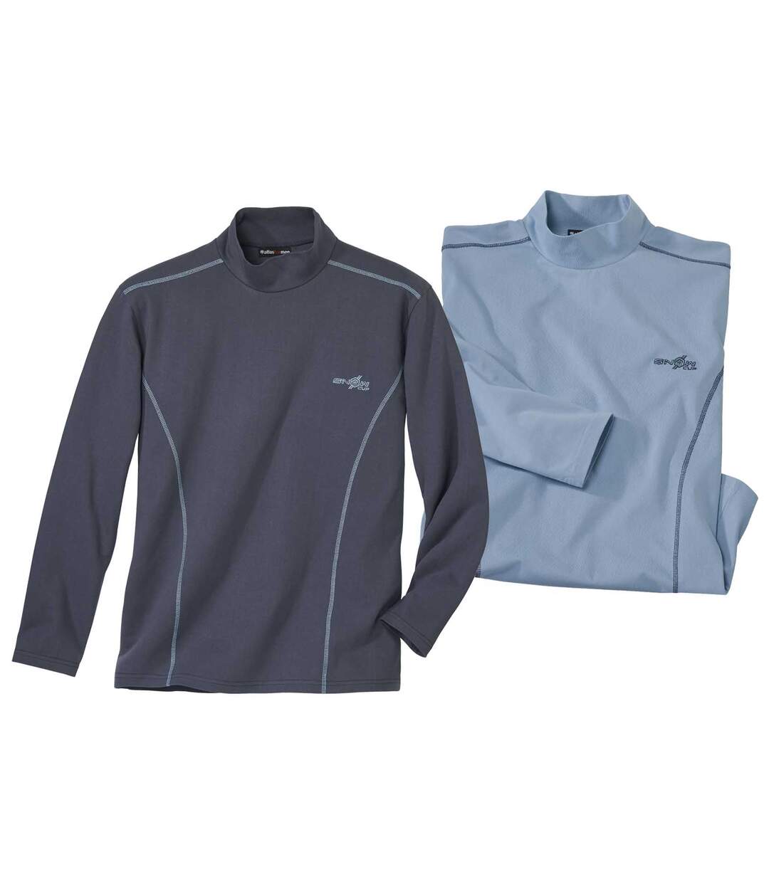 Pack of 2 Men's Blue & Grey Turtleneck Sweaters Atlas For Men
