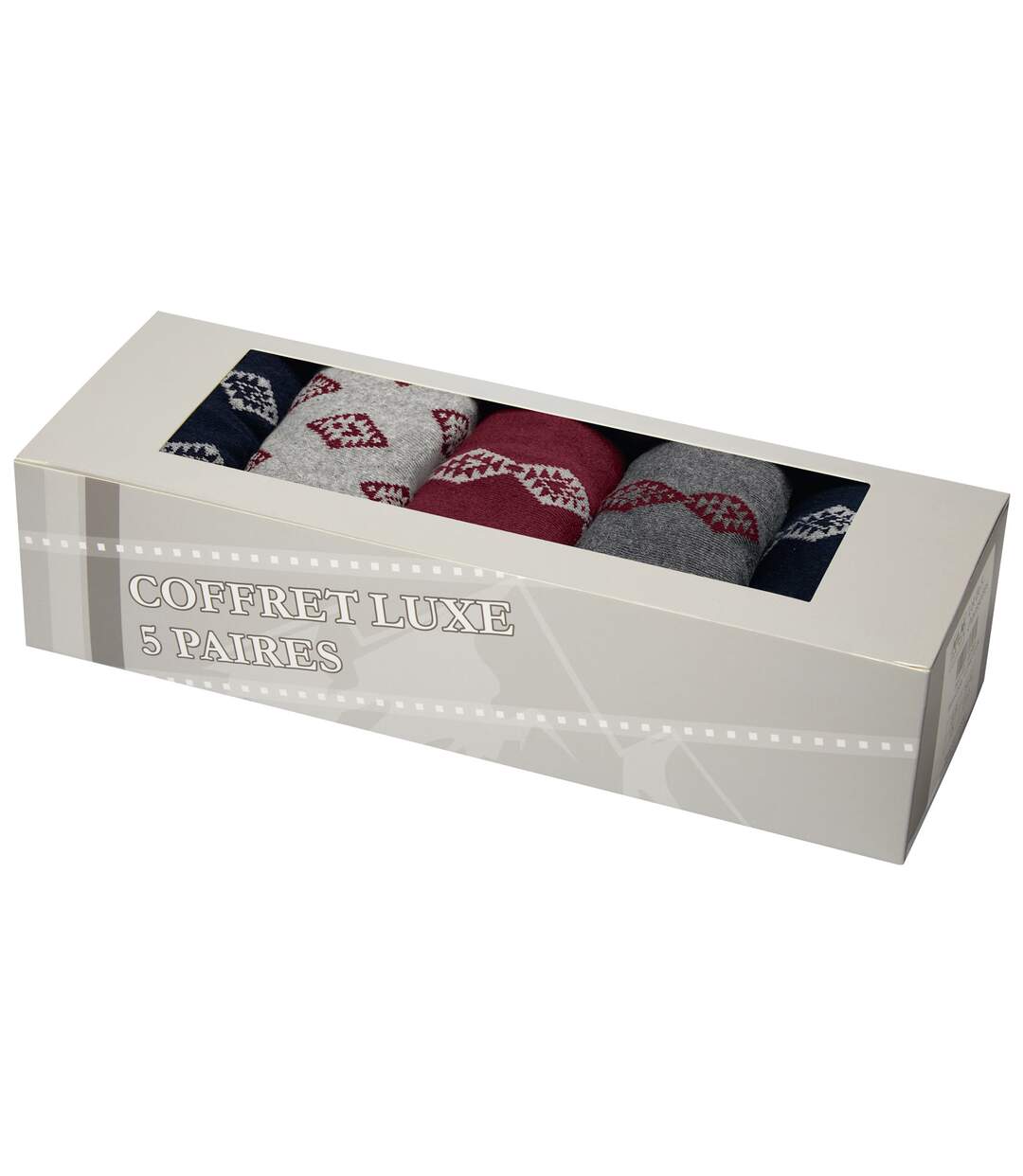 Pack of 5 Pairs of Men's Socks - Grey Navy Burgundy