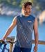 Pack of 3 Men's Sports Vests - White Green Blue-3