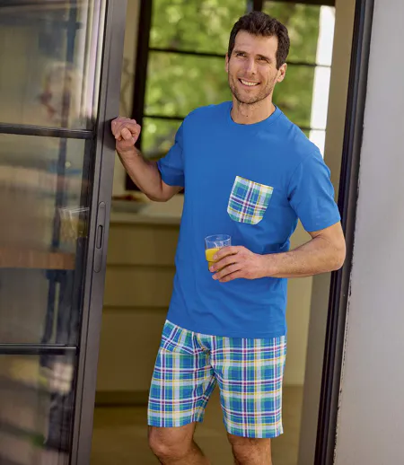 Le Pyjashort Col Rond Bleu