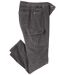 Men's Gray Corduroy Cargo Pants - Elasticated Waist 