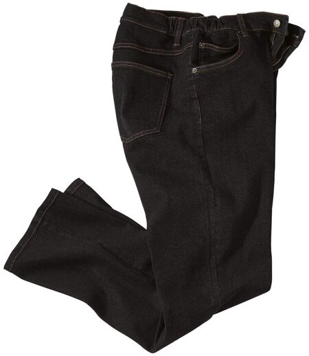 Men's Black Regular Stretch Jeans - Elasticated Waist 