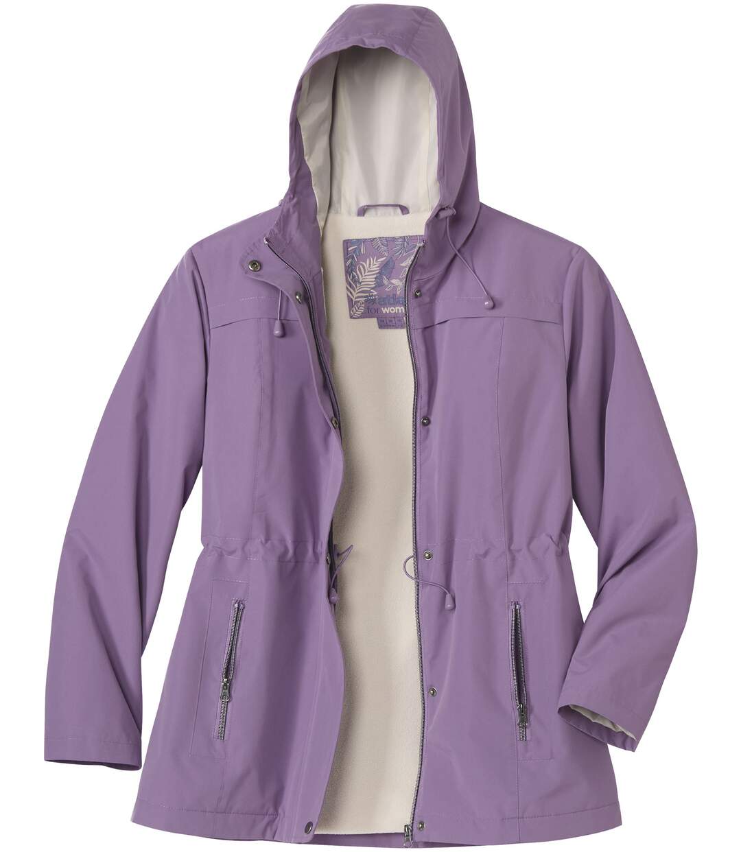 Women's Purple Fleece-lined Hooded Parka - Water-Repellent - Full Zip-2