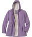 Women's Purple Fleece-lined Hooded Parka - Water-Repellent - Full Zip-2