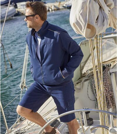 Men's Navy Twill Jacket - Full Zip 