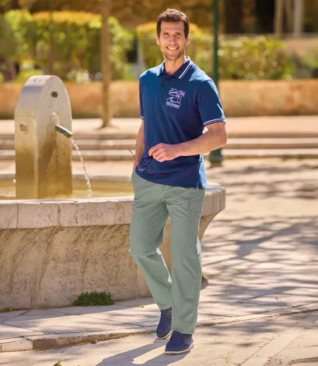 Pack of 2 Men's Pacific Piqué Polo Shirts - Navy Purple
