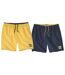 Pack of 2 Men's Summer Swim Shorts - Yellow Navy