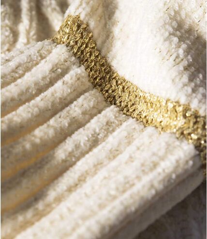 Zsenília és aranyozott szálú, csavart mintás kötött pulóver