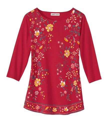 Women's Red Floral Print Top