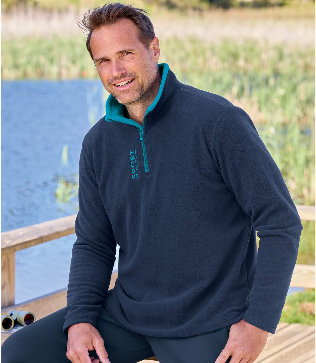 Pack of 2 Men's Microfleece Pullovers - Blue Navy