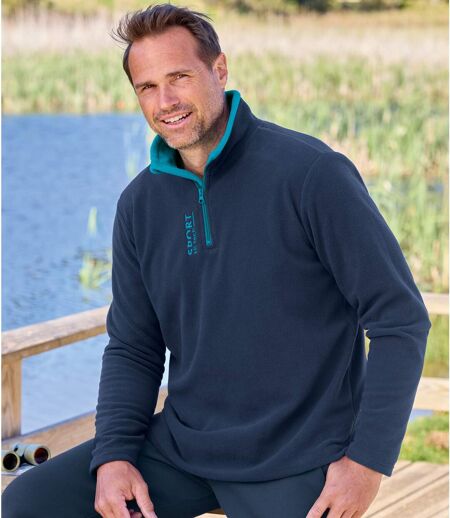 Pack of 2 Men's Microfleece Jumpers - Green Navy  