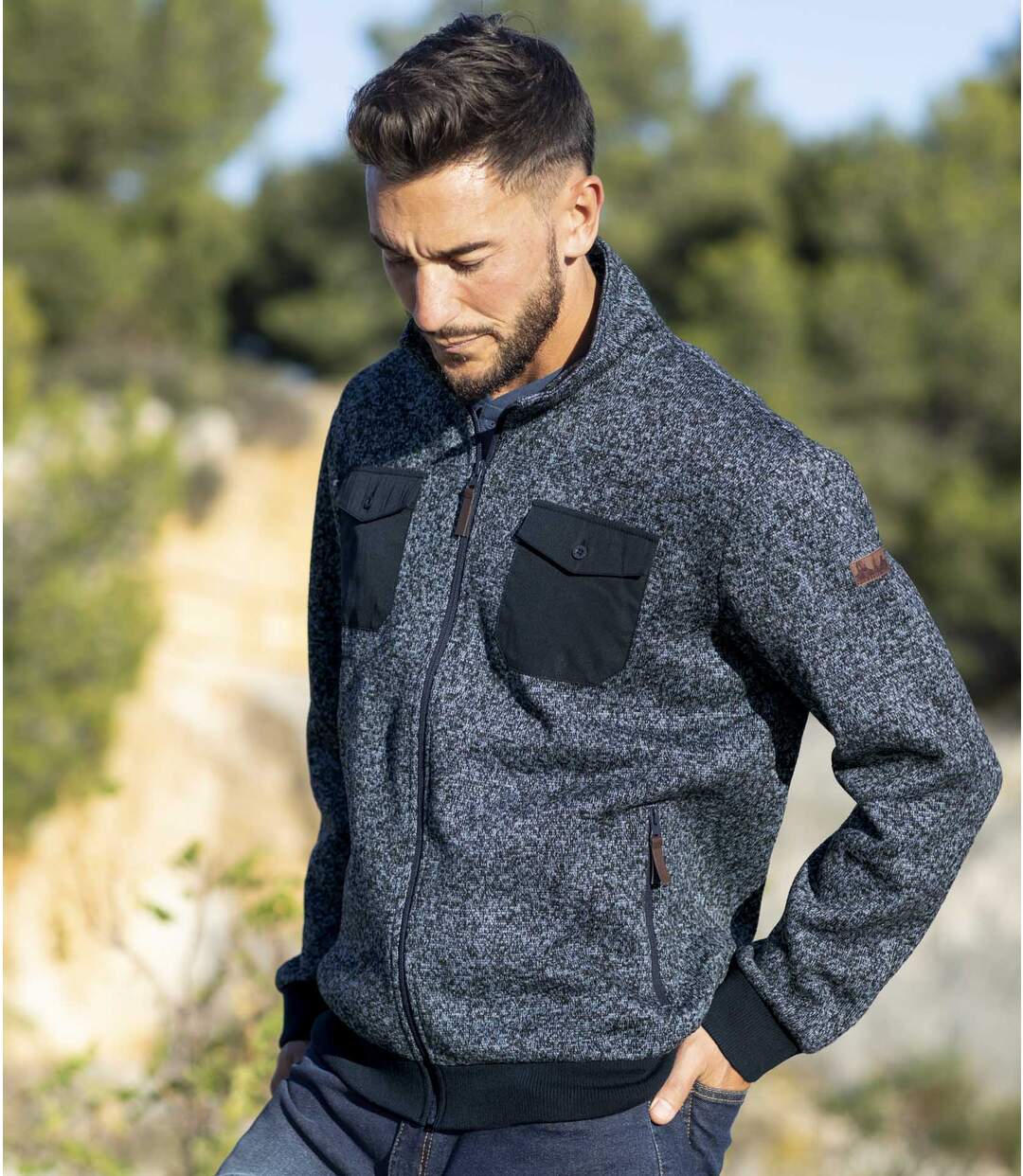 Men's Full-Zip Brushed Fleece Jacket - Navy