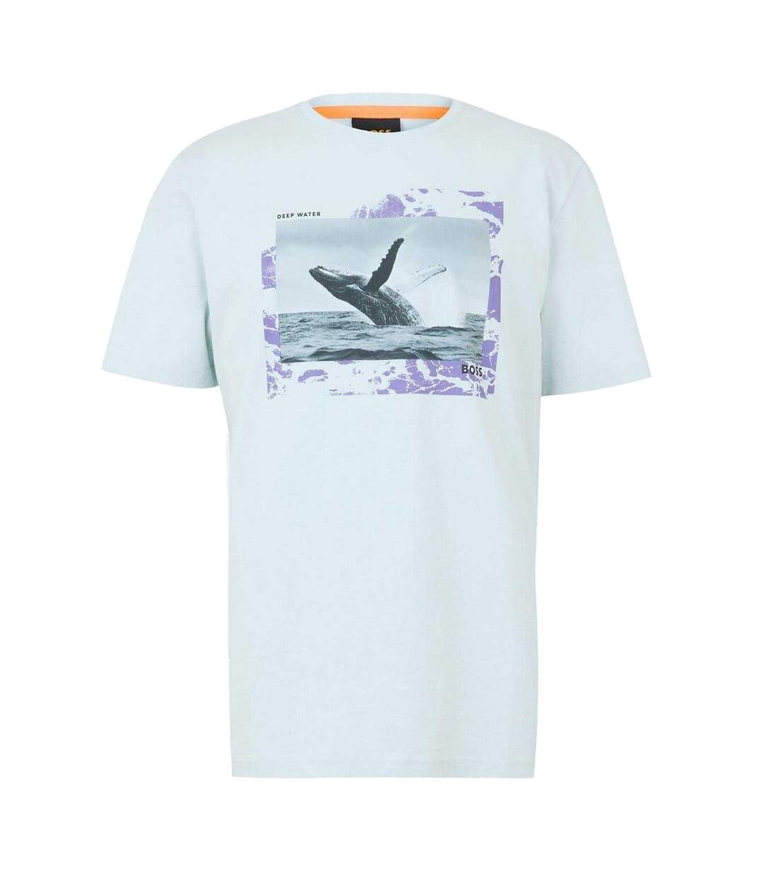 Mens Whale Cotton T-shirt Blue Boss-2