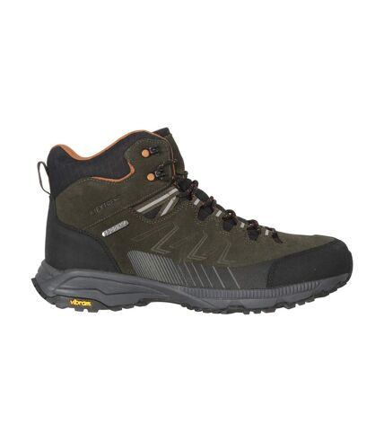 Mens extreme rockies leather walking boots khaki green Mountain Warehouse