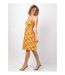 Robe femme bohème chic MOREA motif fleuri jaune Coton Du Monde