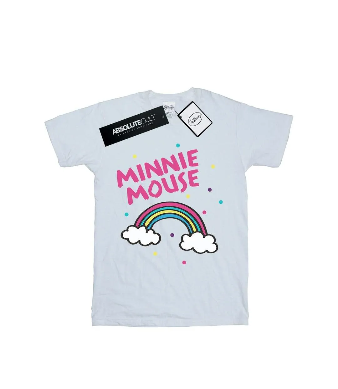 Disney Femmes/Ladies Minnie Mouse Rainbow Dots Cotton Boyfriend T-Shirt (Blanc) - UTBI36274-1