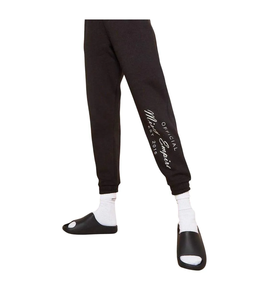 Pantalon De Jogging Motif/style Slogan Femme Noir Missy Empire-1