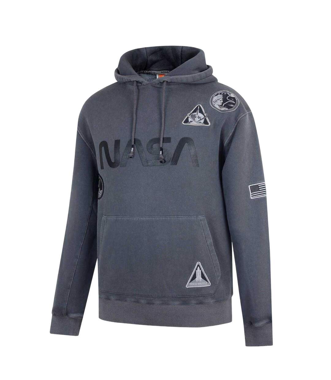 Mens Nasa Hooded Drawstring Hoodie Grey SoulCal-3
