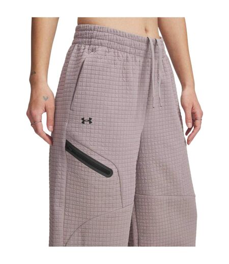 Womens/ladies Fleece Open Hem Joggers Grey Under Armour