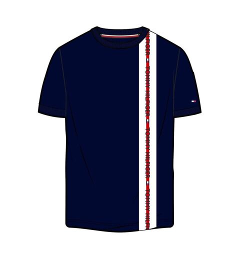 Mens Stripe Logo T-shirt Blue Tommy Hilfiger