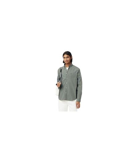 Mens Plaid Poplin Regular Shirt Khaki Lacoste
