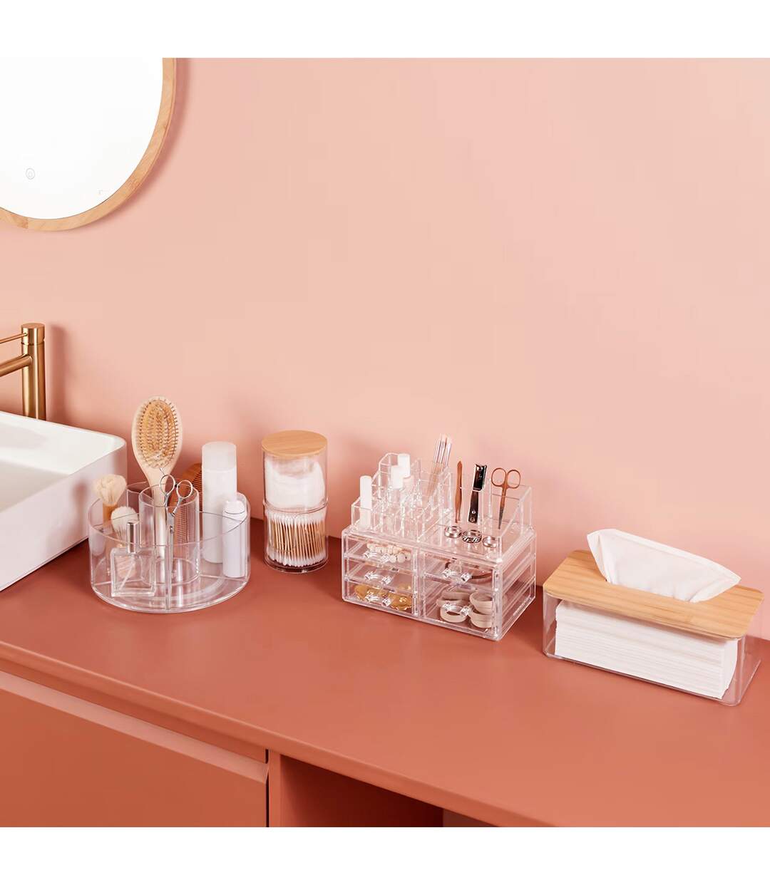 Organisateur de Maquillage Rotatif Selena 23cm Transparent-2