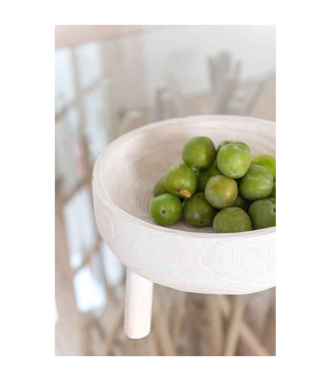 Coupelle sur Trépied en Bois Jenny 28cm Blanc-2