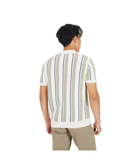Polo Motif/style Rayé Homme Crème Gris Clair Vert Moyen Brave Soul