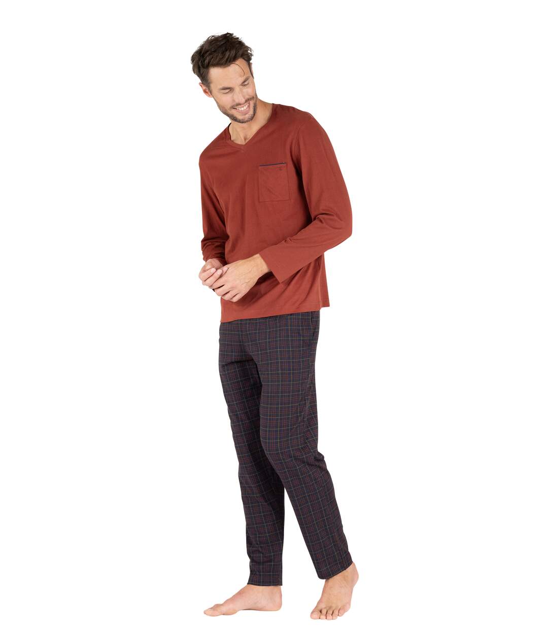 Pyjama long col v homme L'écossais Eminence-5
