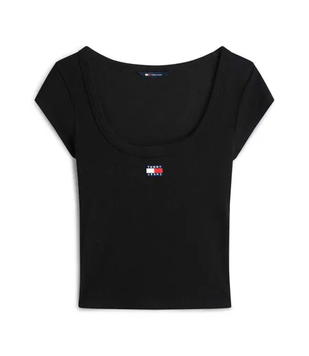 T-shirt Motif/style Logo Brodé Femme Noir Tommy Jeans