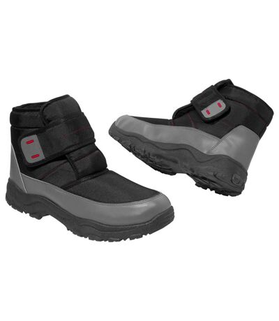 Men's Sherpa-Lined Snow Boots - Black Gray
