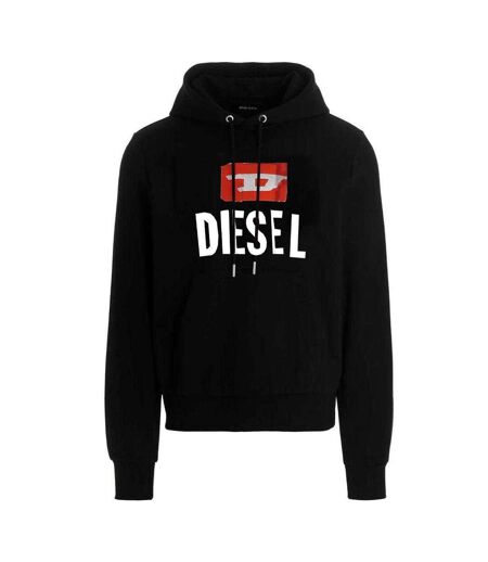 Mens New D Logo Cotton Blend Hoodie Black Diesel