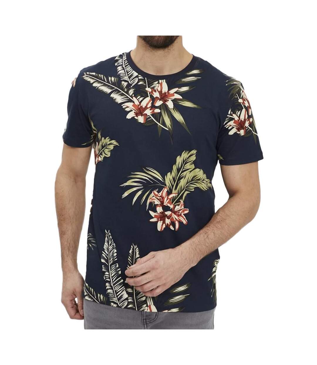 T-shirt Marine imprimés Homme Jack & Jones Tropic - XS-1