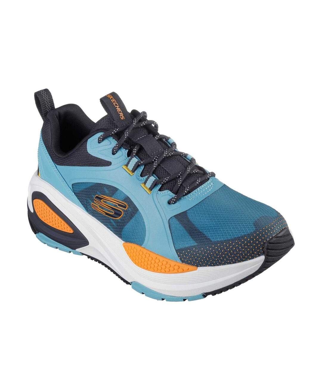 Mens Mono Mesh Trainers Blue Orange Skechers-1