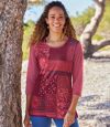 Women's Patchwork Print Top - 3/4 Sleeves Atlas For Men