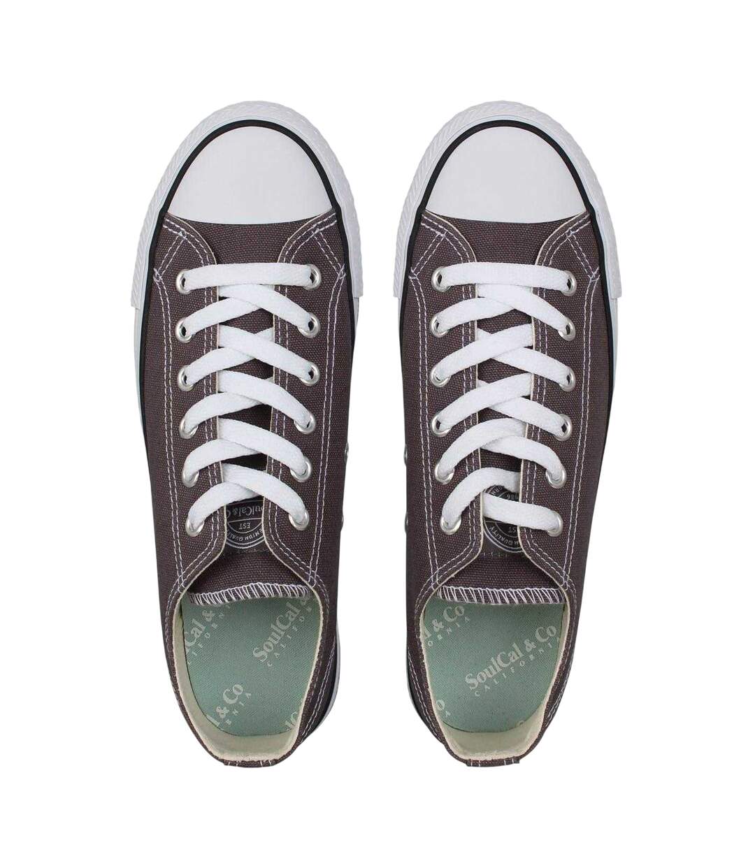 Womens/ladies Canvas Flat Trainers Charcoal SoulCal-4