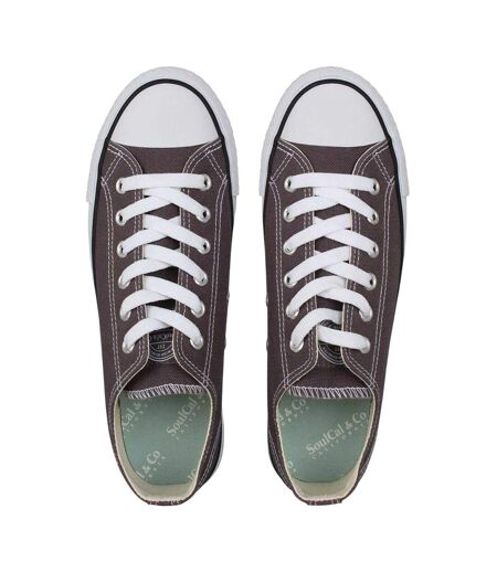 Womens/ladies Canvas Flat Trainers Charcoal SoulCal