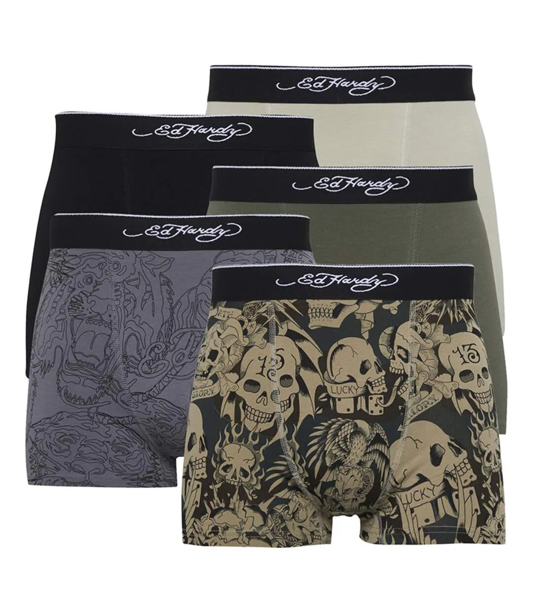 Ed Hardy - Lot de 5 Caleçons Homme Coton Respirant Confort - Collection Arjin-1