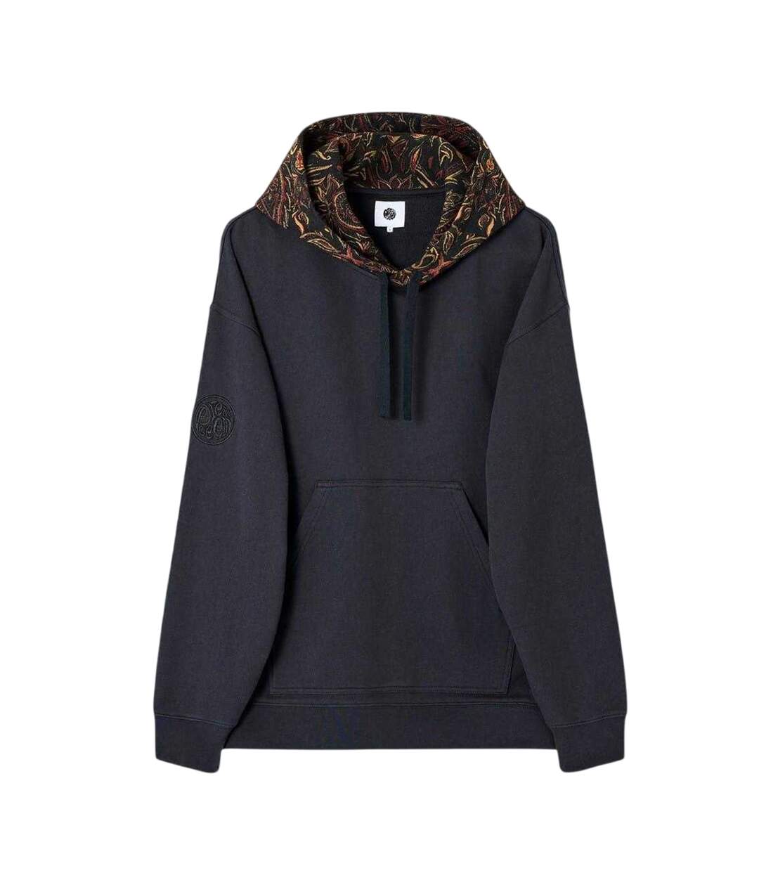 Mens Parthian Cotton Blend Drawstring Hoodie Black Pretty Green-2