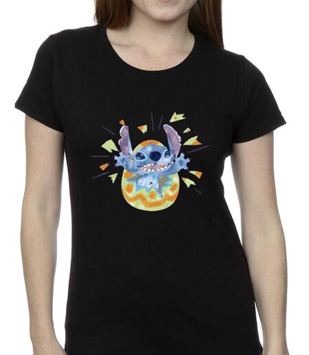 Disney T-shirt en coton Femme/Ladies Lilo & Stitch Cracking Egg (Noir) - UTBI25924