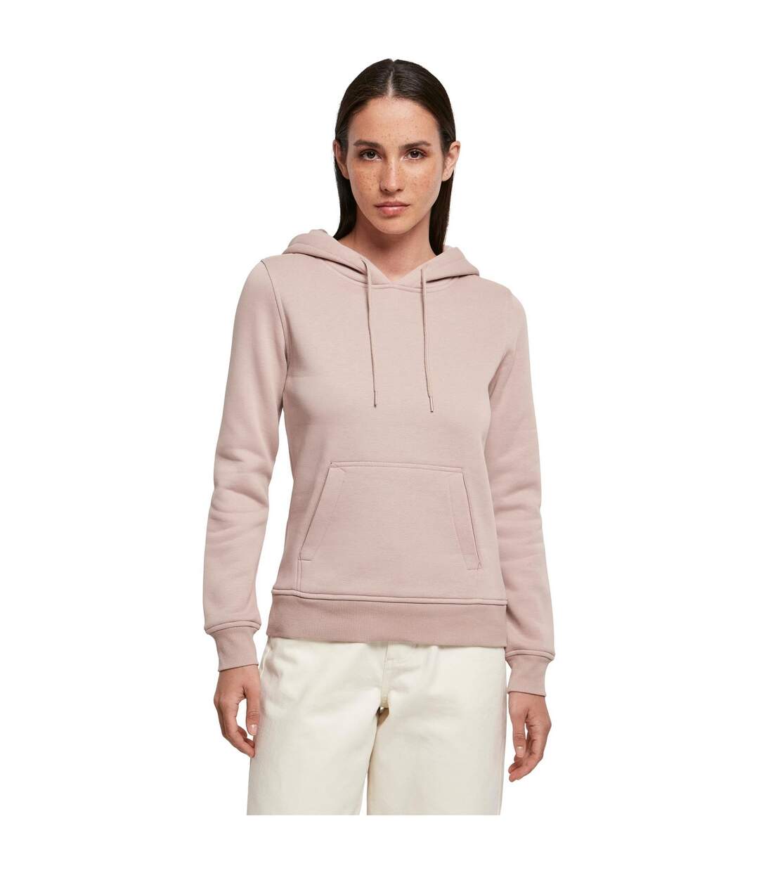 Sweat À Capuche Femme Rose Pâle Build Your Brand-1