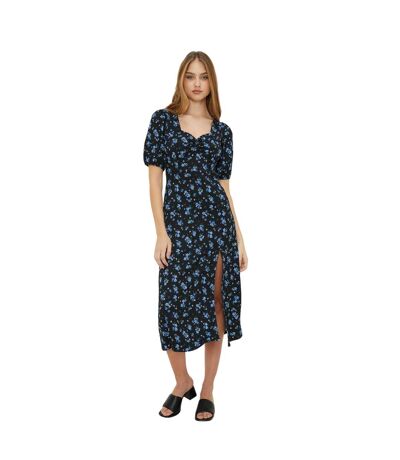 Womens/ladies ditsy print sweetheart midi dress blue Dorothy Perkins