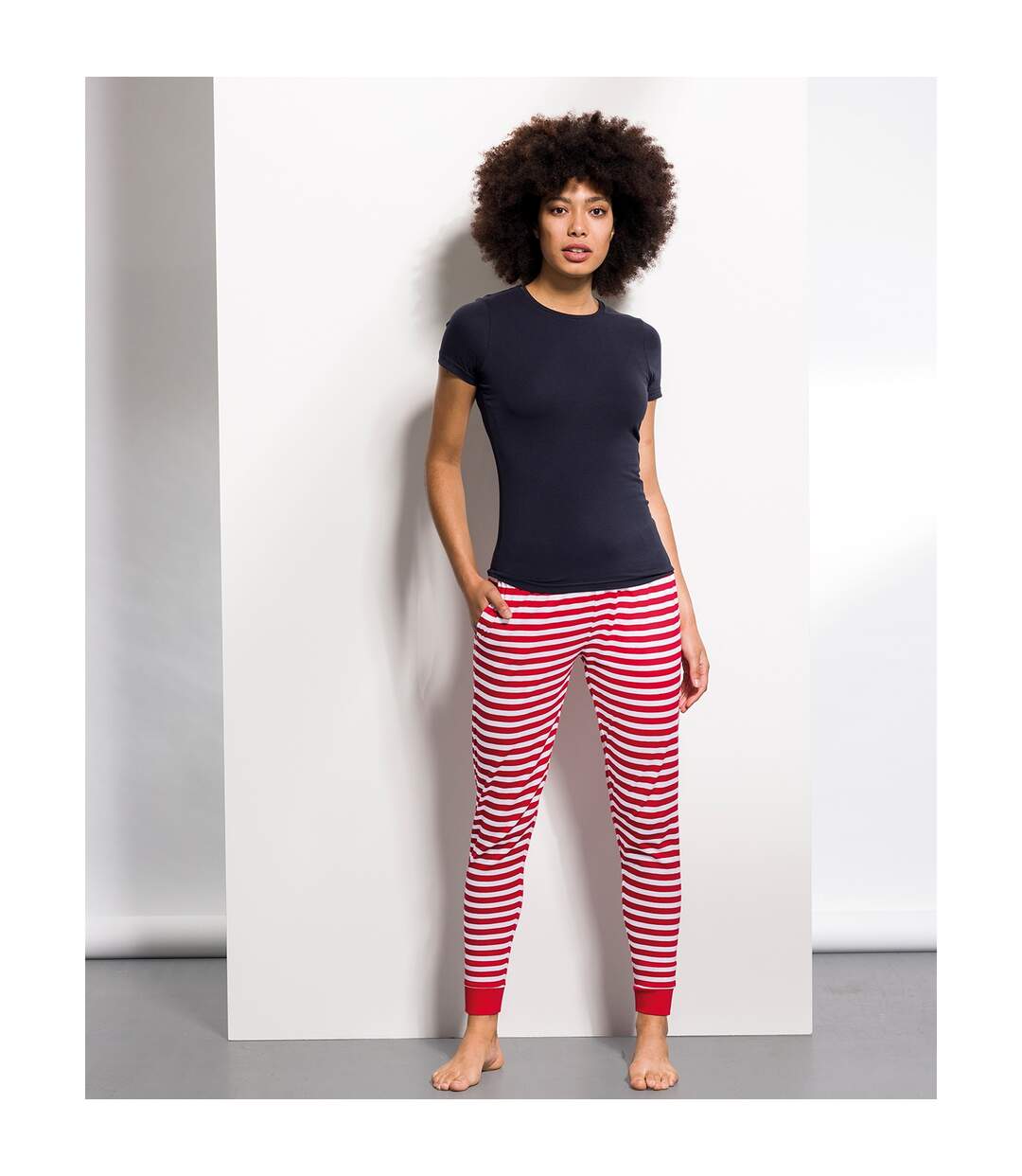 Skinni Fit Pantalon confort à revers pour femmes/femmes (Rouge / blanc) - UTRW7997