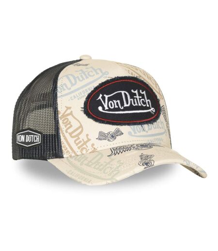 Casquette trucker imprimée avec filet et effet usé avec écusson Cafe Vondutch