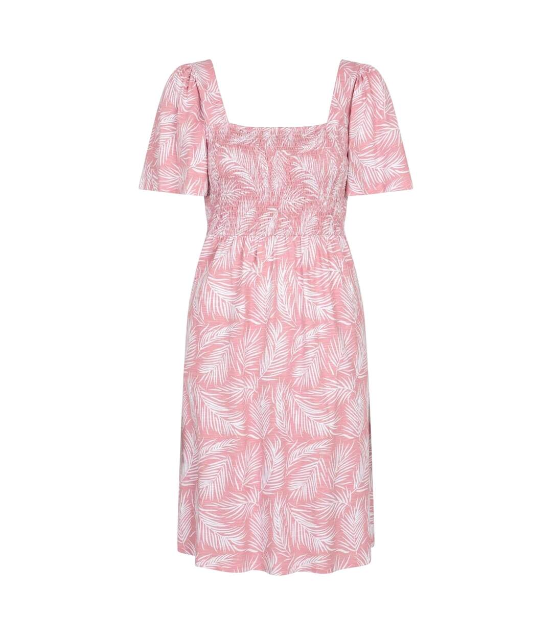 Womens/ladies Hydra Palm Leaf Shirred Dress Pink Mountain Warehouse-3