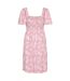 Womens/ladies Hydra Palm Leaf Shirred Dress Pink Mountain Warehouse-3