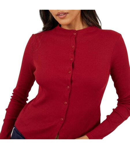 Womens/ladies Button Through Long-sleeved Top Rouge Brave Soul