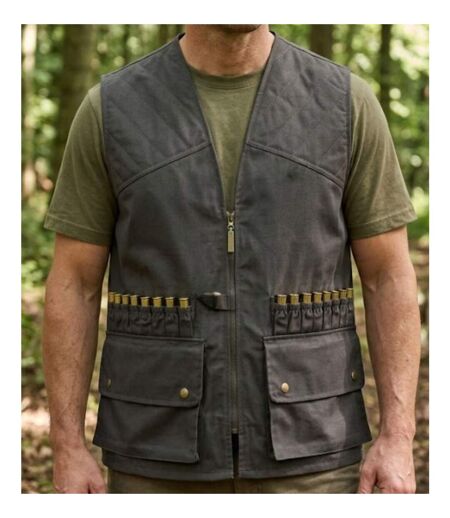LEDERTYS LY0207 — Gilet de chasse sans manches vert : l'équipement fonctionnel à cartouchière 16 tubes